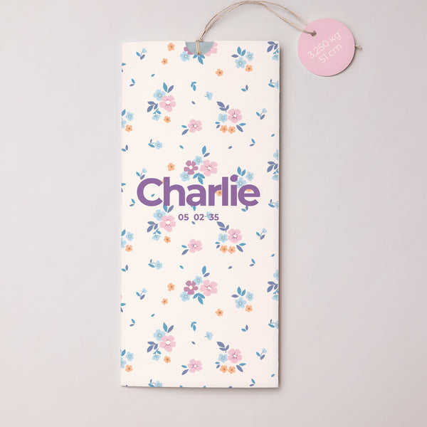 Faire-part Naissance Pochette portrait 2 cartes, étiquette Sweet flowers photo