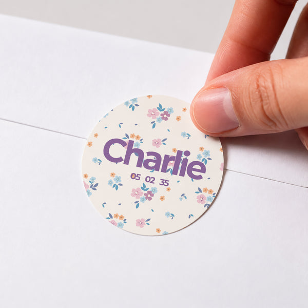 Sticker Naissance Rond Sweet flowers photo