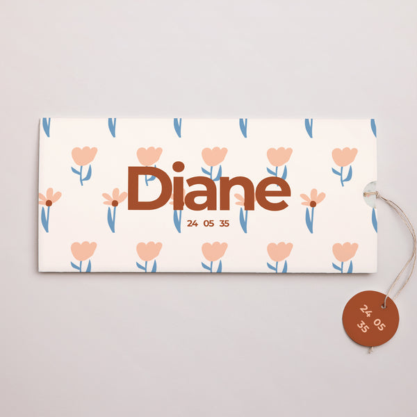 Faire-part Naissance Pochette 2 cartes, étiquette Nos fleurs photo