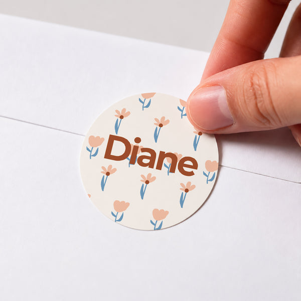 Sticker Naissance Rond Nos fleurs photo