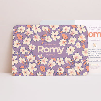 Faire-part Naissance Paysage, bords arrondis Flowery photo N° 1