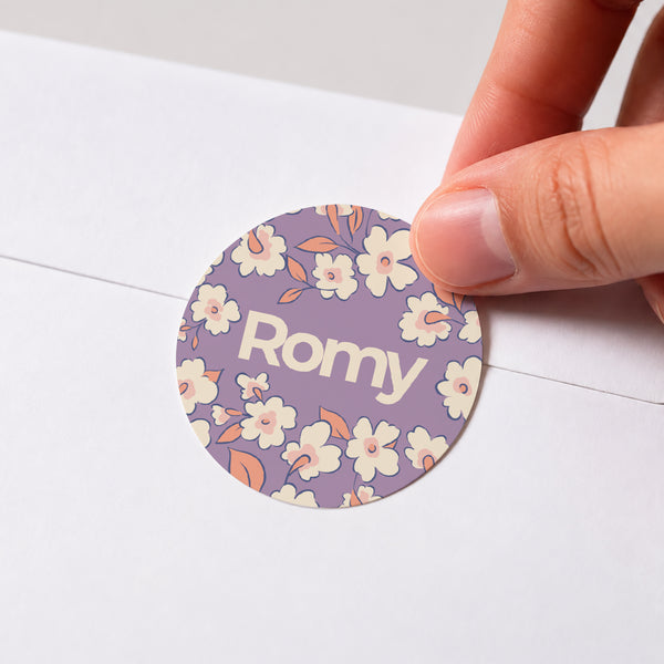 Sticker Naissance Rond Flowery photo