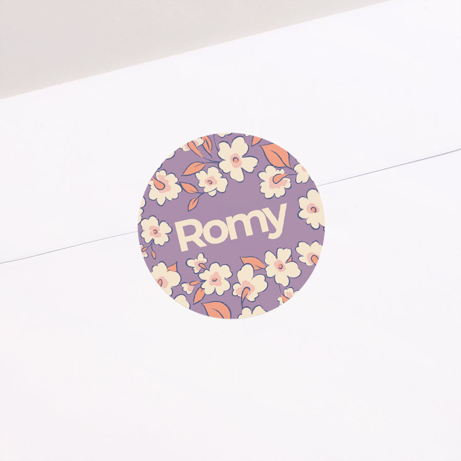 Sticker Naissance Rond Flowery photo