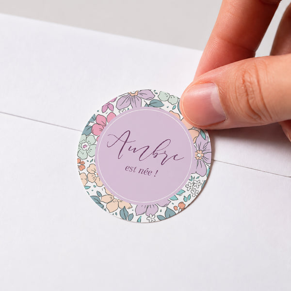 Sticker Naissance Rond Fleur de Coton photo