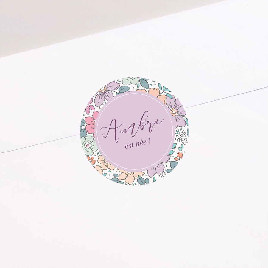 Sticker Naissance Rond Fleur de Coton photo