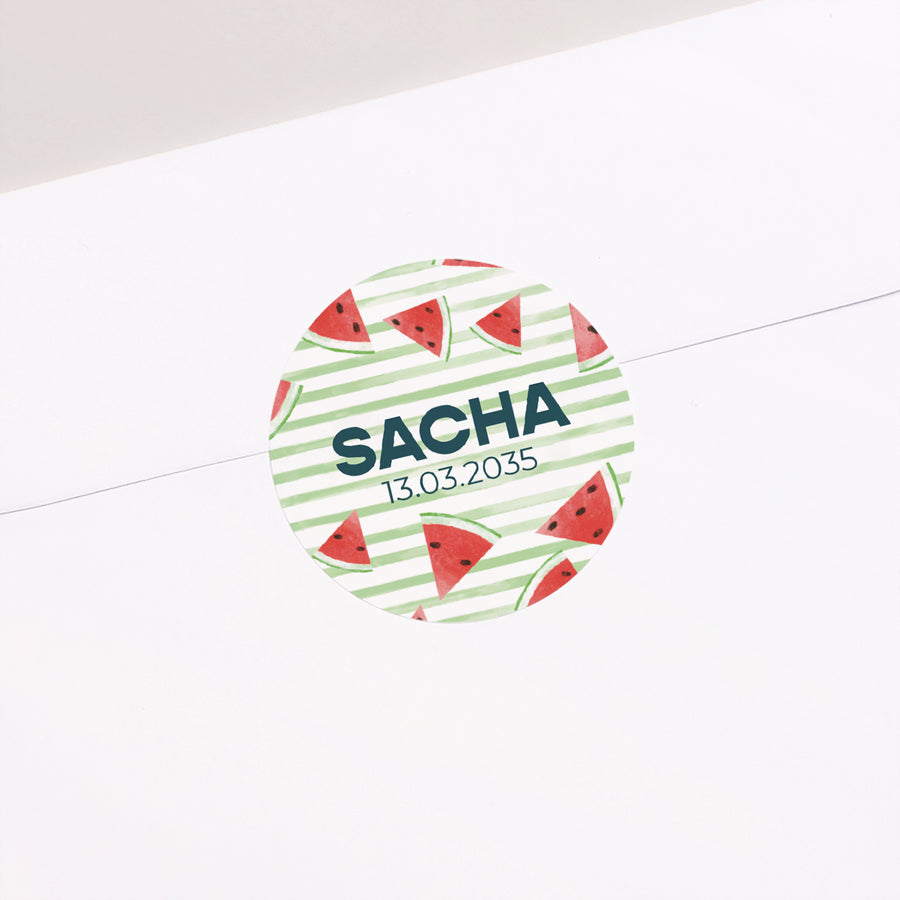Sticker Naissance Rond Petite Pastèque photo
