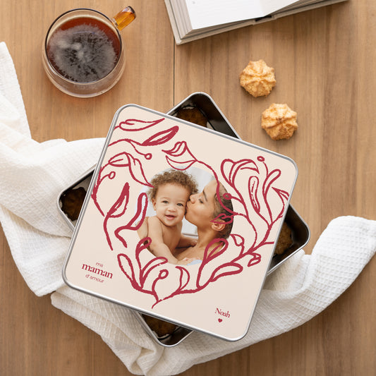 Boite métallique Objets Carrée Cœur feuillu photo