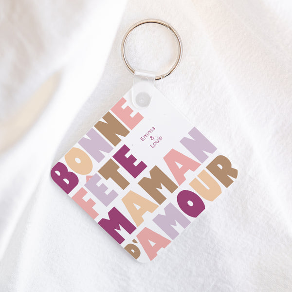 Porte-clés Objets Carré Loving mom photo