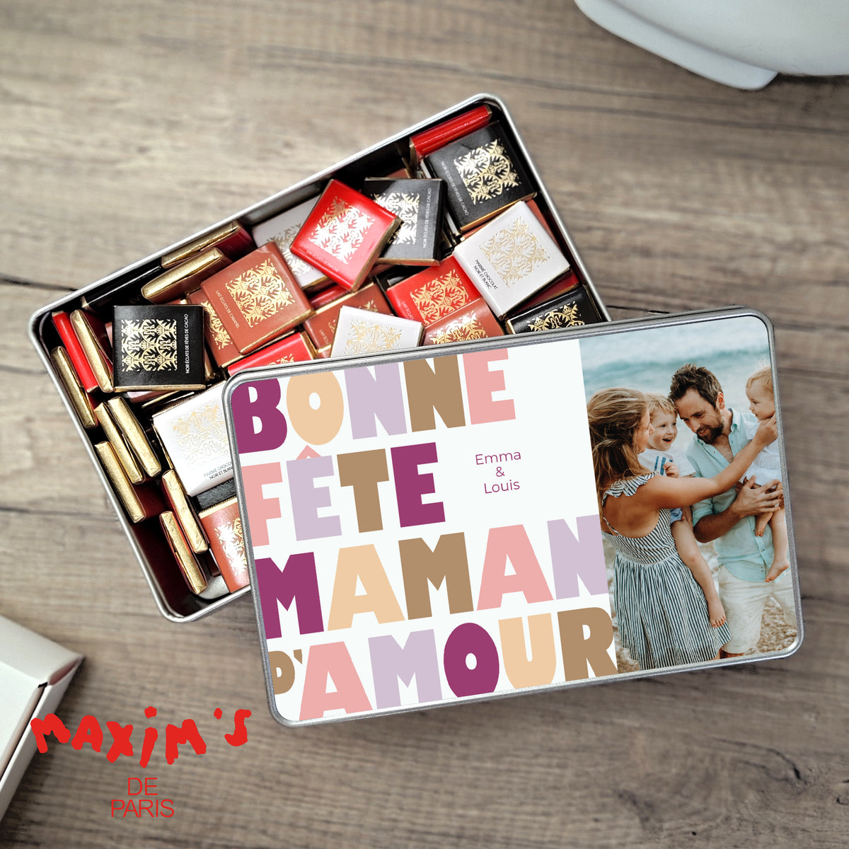 Boite métallique rectangle, garnie de chocolats Loving mom photo N° 1