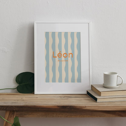 Affiche Naissance Portrait Blue waves photo N° 3