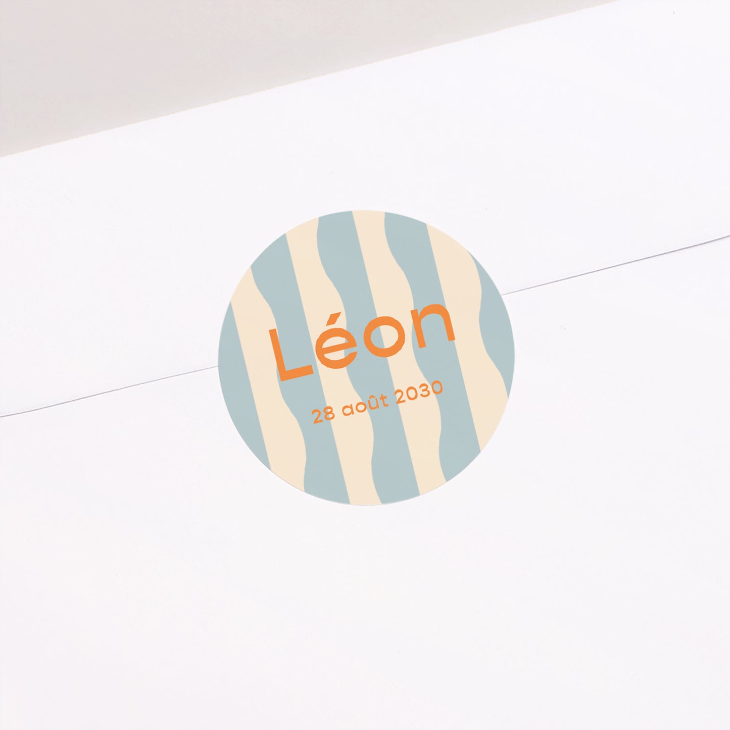 Sticker Naissance Rond Blue waves photo N° 1