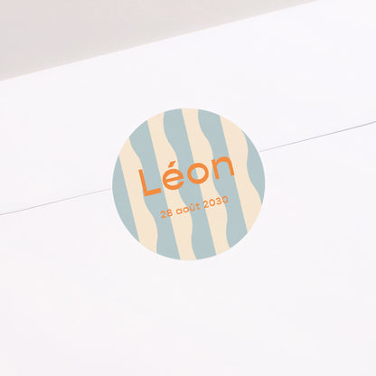 Sticker Naissance Rond Blue waves photo N° 1