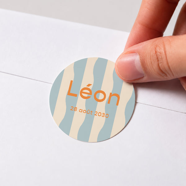 Sticker Naissance Rond Blue waves photo