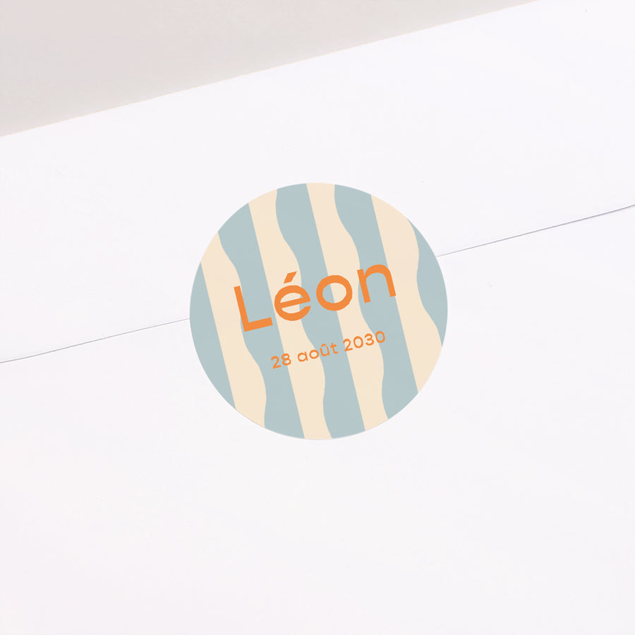Sticker Naissance Rond Blue waves photo
