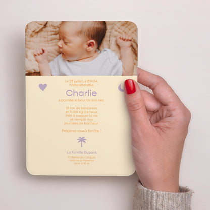 Faire-part Naissance Portrait, bords arrondis Rayon de soleil photo N° 3