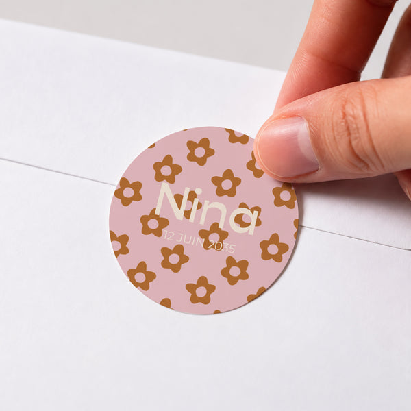 Sticker Naissance Rond Brins de fleurs photo