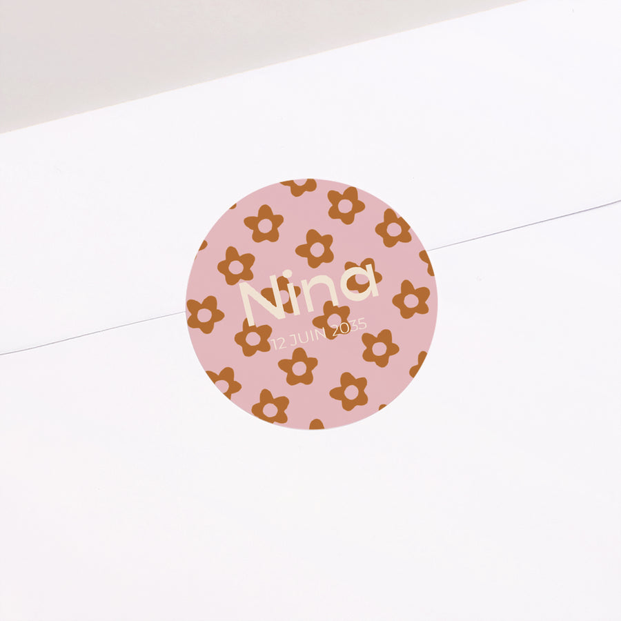 Sticker Naissance Rond Brins de fleurs photo