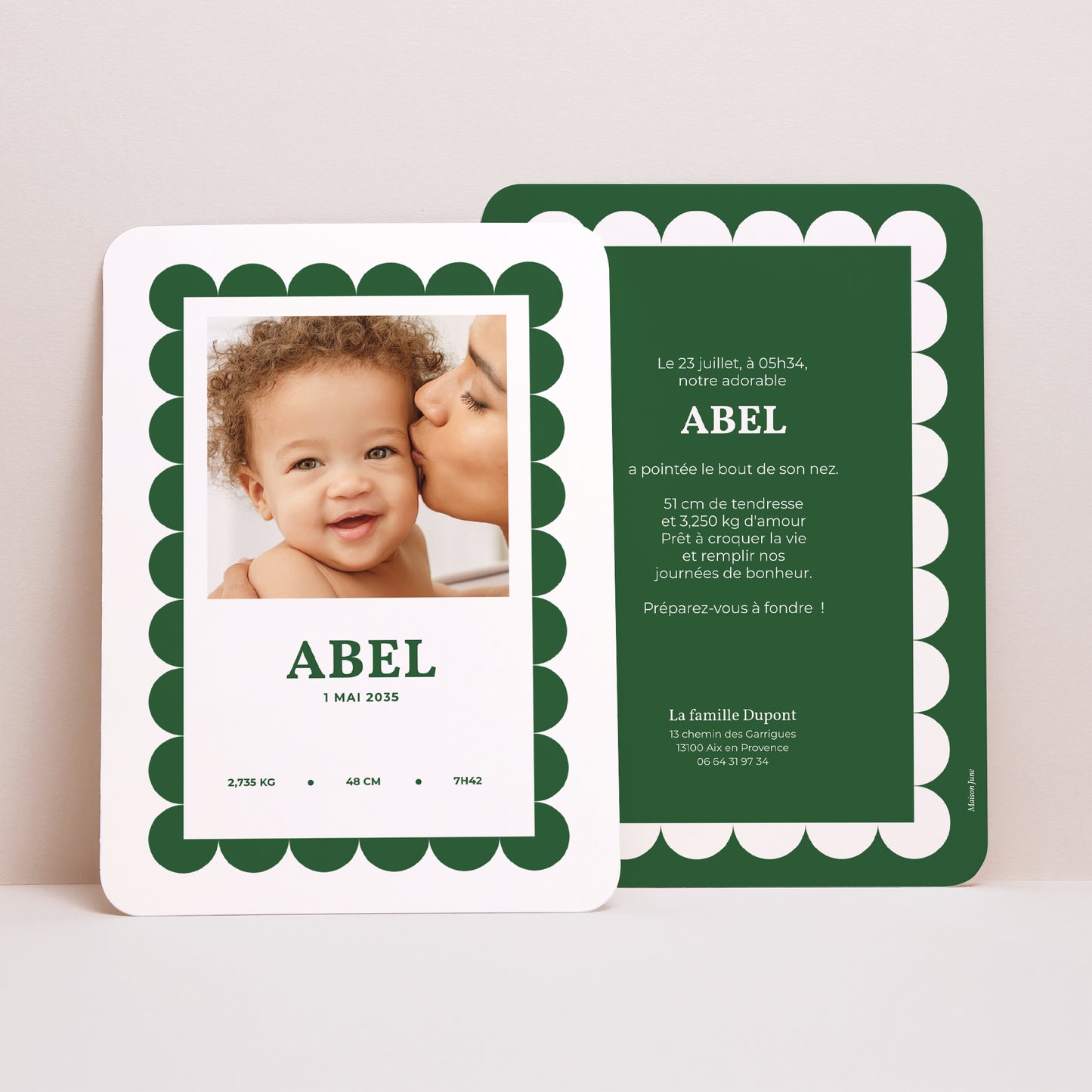 Faire-part Naissance Portrait, bords arrondis Biscuit d'amour photo N° 1