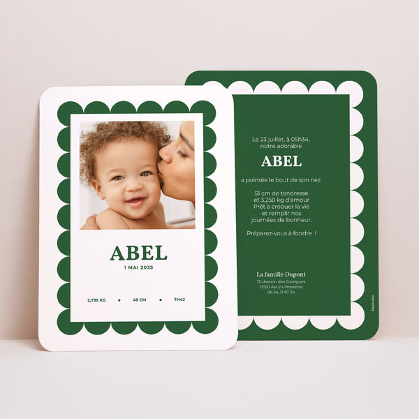 Faire-part Naissance Portrait, bords arrondis Biscuit d'amour photo