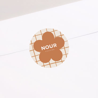 Sticker Naissance Rond Chocolate flower photo N° 1