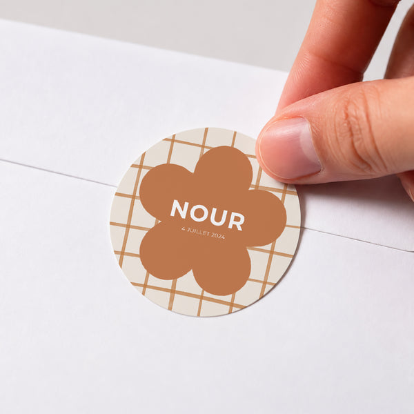 Sticker Naissance Rond Chocolate flower photo