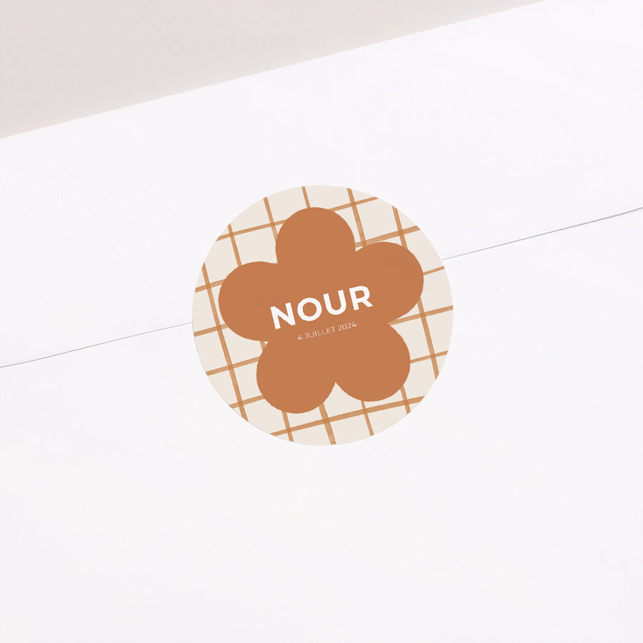 Sticker Naissance Rond Chocolate flower photo