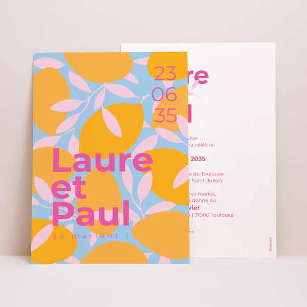 Faire-part Mariage Grand format rectangle Saveur d'été photo