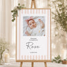 Panneau bienvenue Baptême Portrait 60 x 90 cm Rayures roses claires II photo N° 1