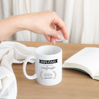 Mug Objets Blanc Diplôme de la meilleure maîtresse photo N° 3