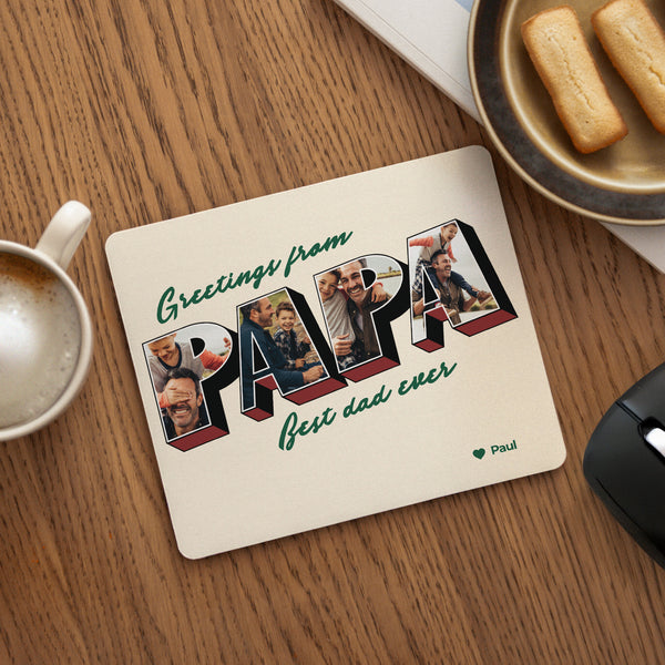 Tapis de souris Objets Rectangle Greetings from Papa photo