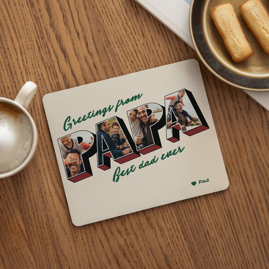 Tapis de souris Objets Rectangle Greetings from Papa photo