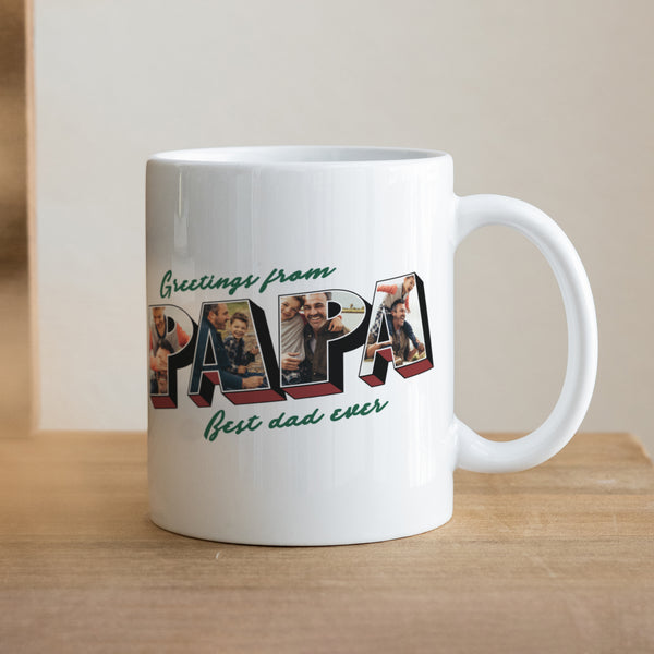 Mug Objets Blanc Greetings from Papa photo