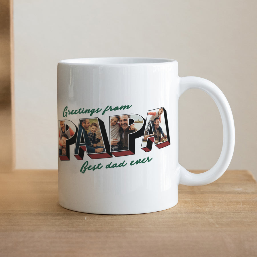 Mug Objets Blanc Greetings from Papa photo
