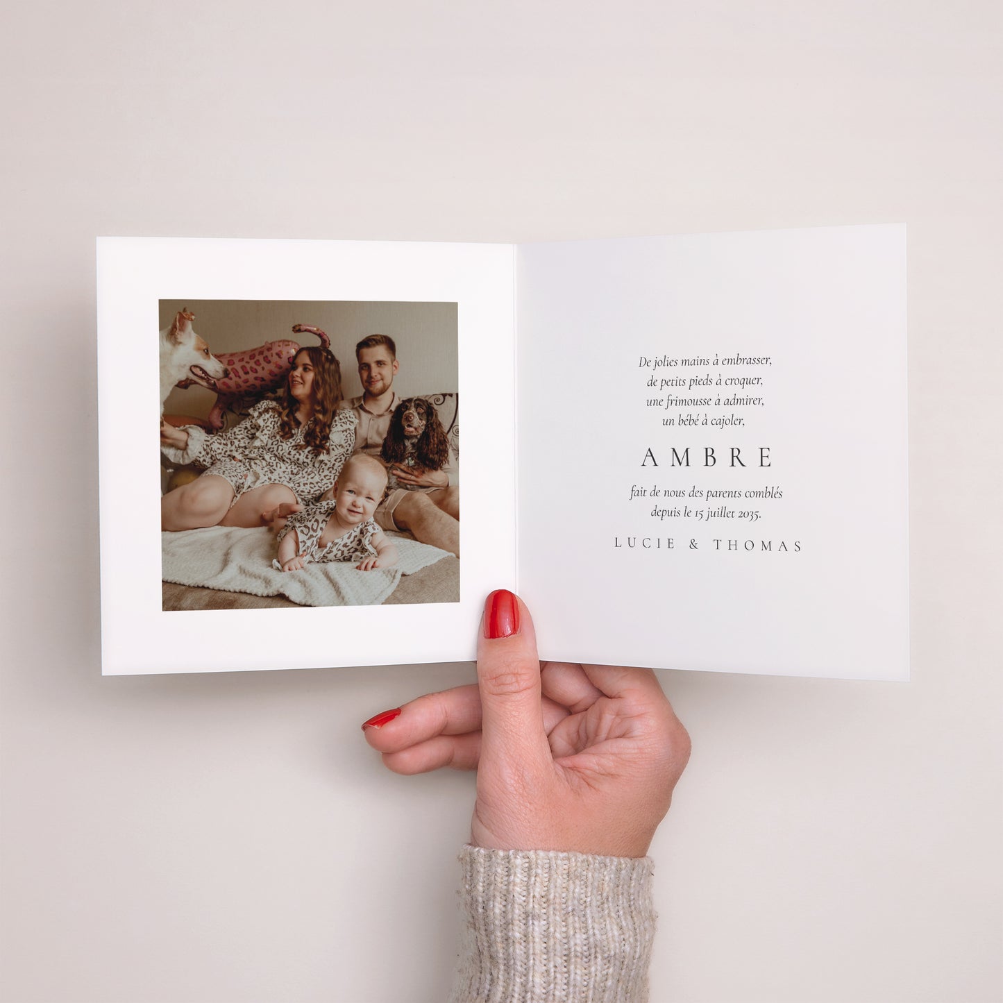 Faire-part Naissance Carré double volet Portrait de naissance photo N° 2