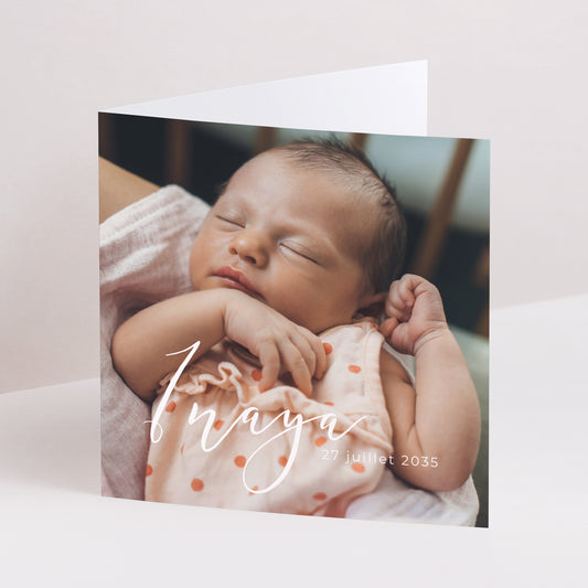 Faire-part Naissance Carré double volet Déjà tant d'amour photo