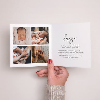 Faire-part Naissance Carré double volet Déjà tant d'amour photo N° 2