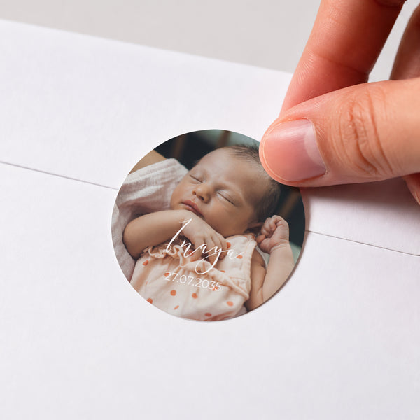 Sticker Naissance Rond Déjà tant d'amour photo