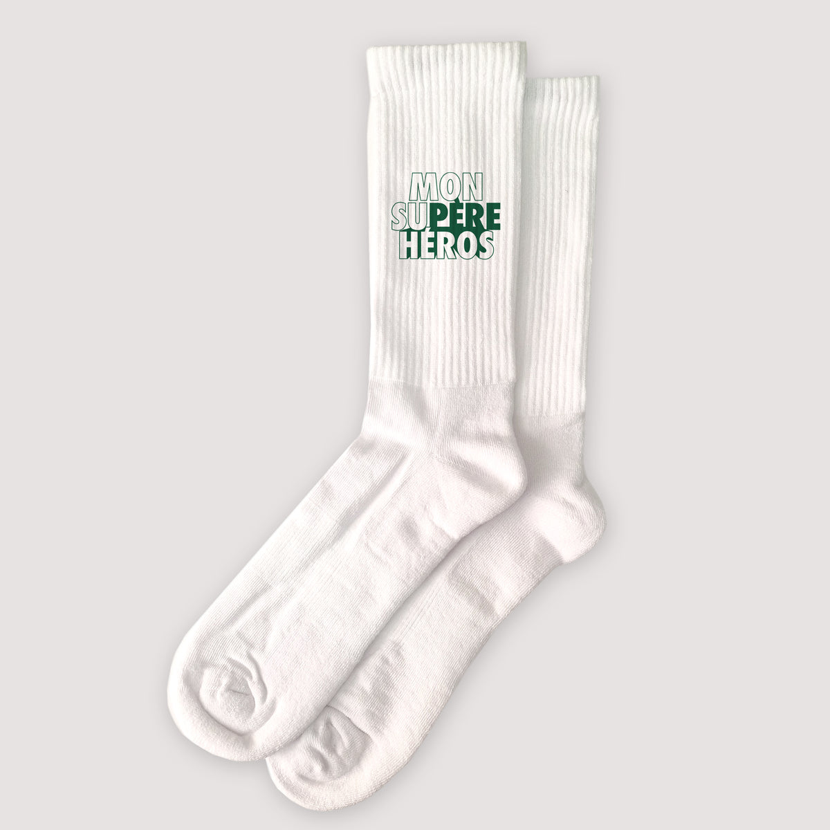 Chaussettes homme Blanches Mon Su-père héros photo N° 1