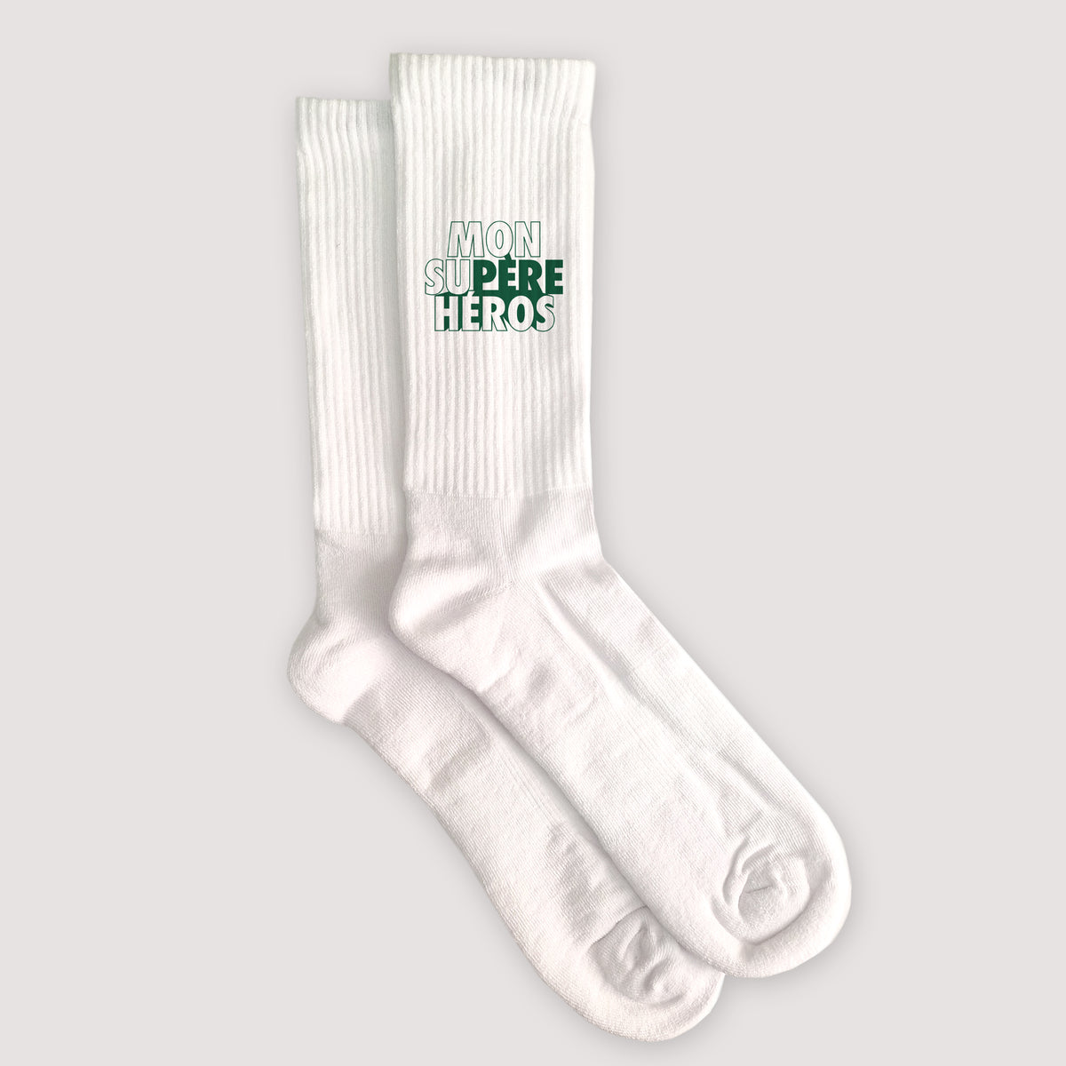 Chaussettes homme Blanches Mon Su-père héros photo N° 3