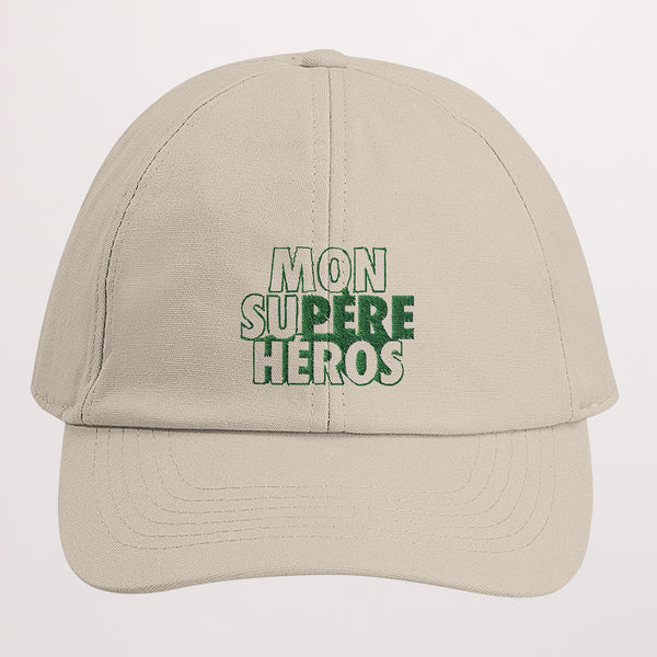 Casquette Brodée Beige Mon Su-père héros photo