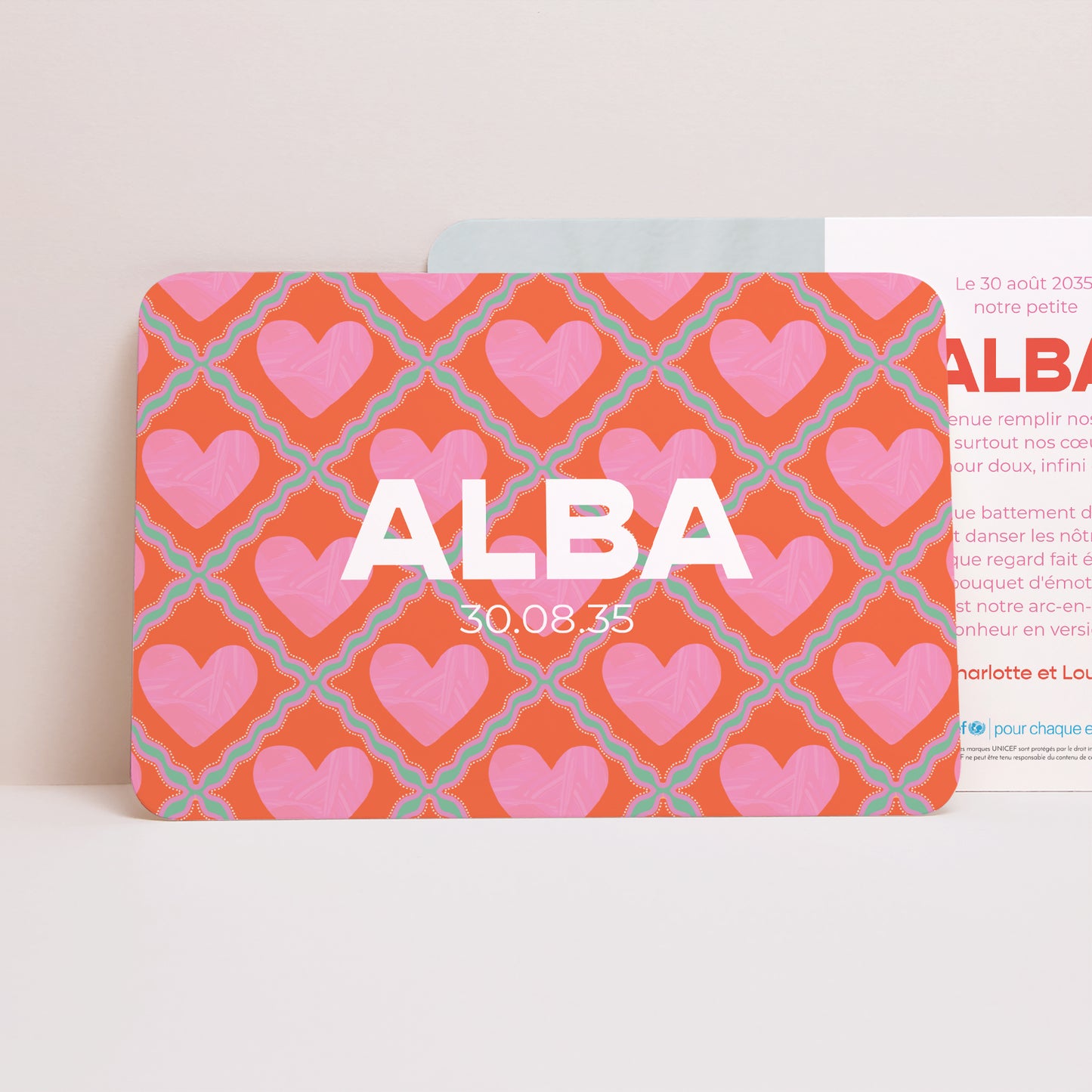 Faire-part Naissance Paysage, bords arrondis Petit Cœur d’Amour photo N° 1