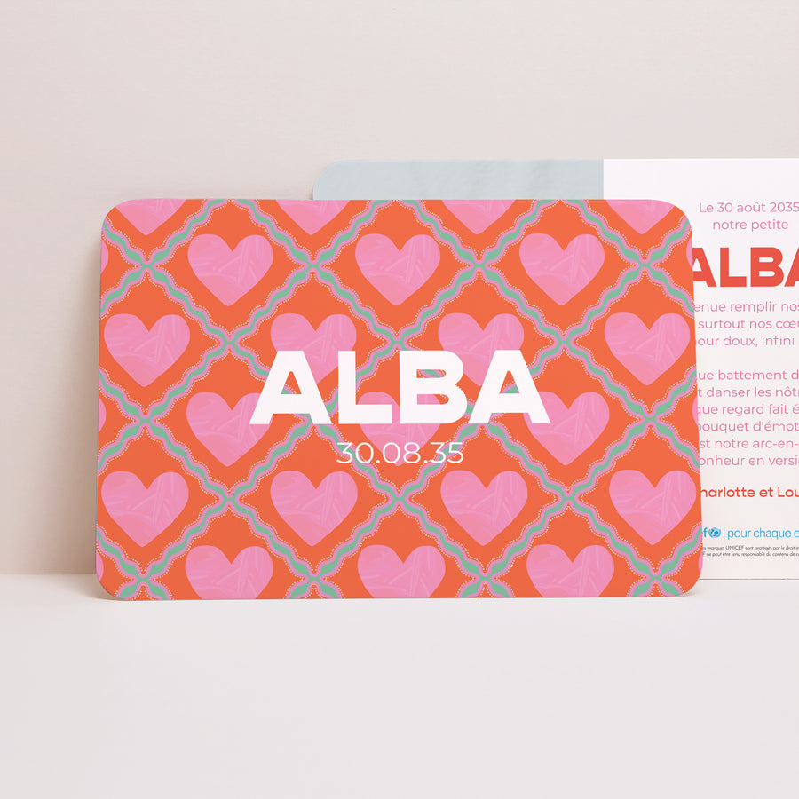 Faire-part Naissance Paysage, bords arrondis Petit Cœur d’Amour photo