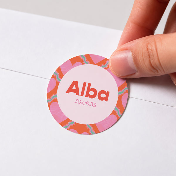 Sticker Naissance Rond Petit Cœur d’Amour photo