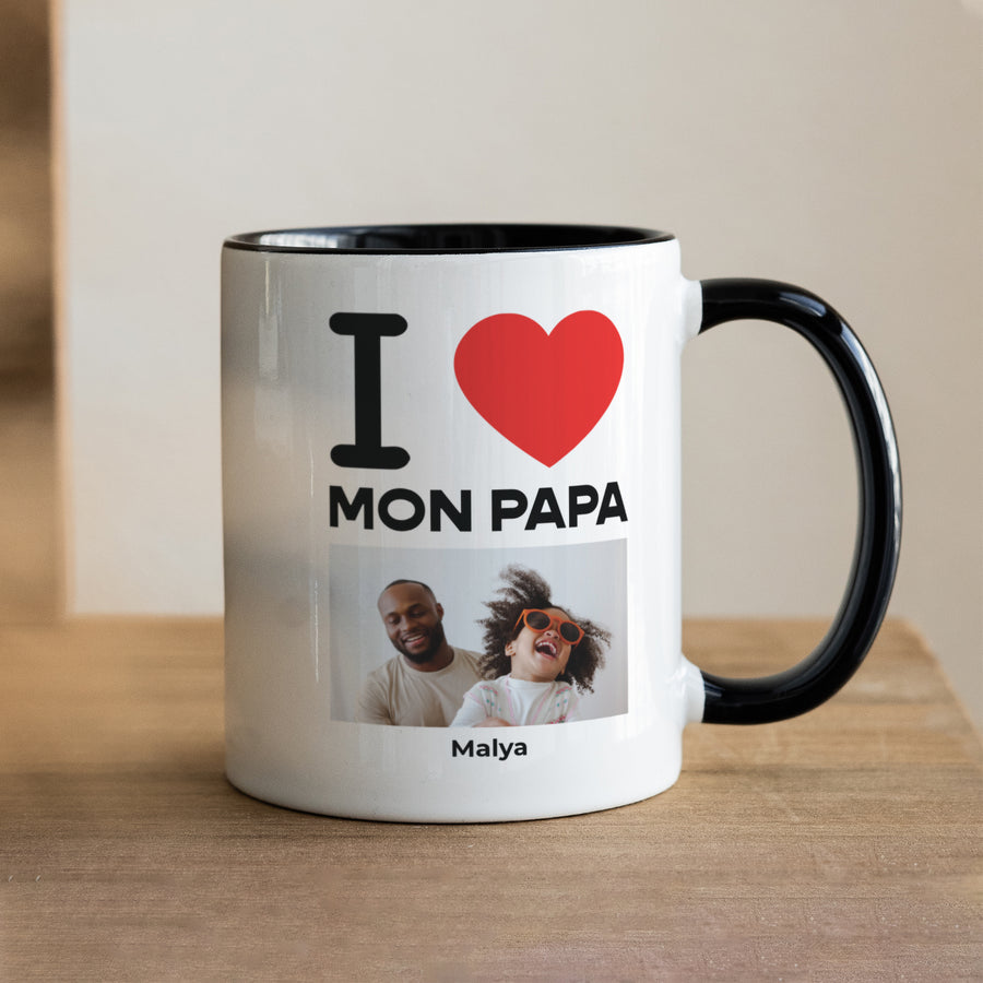 Mug Objets Noir I love my dad photo