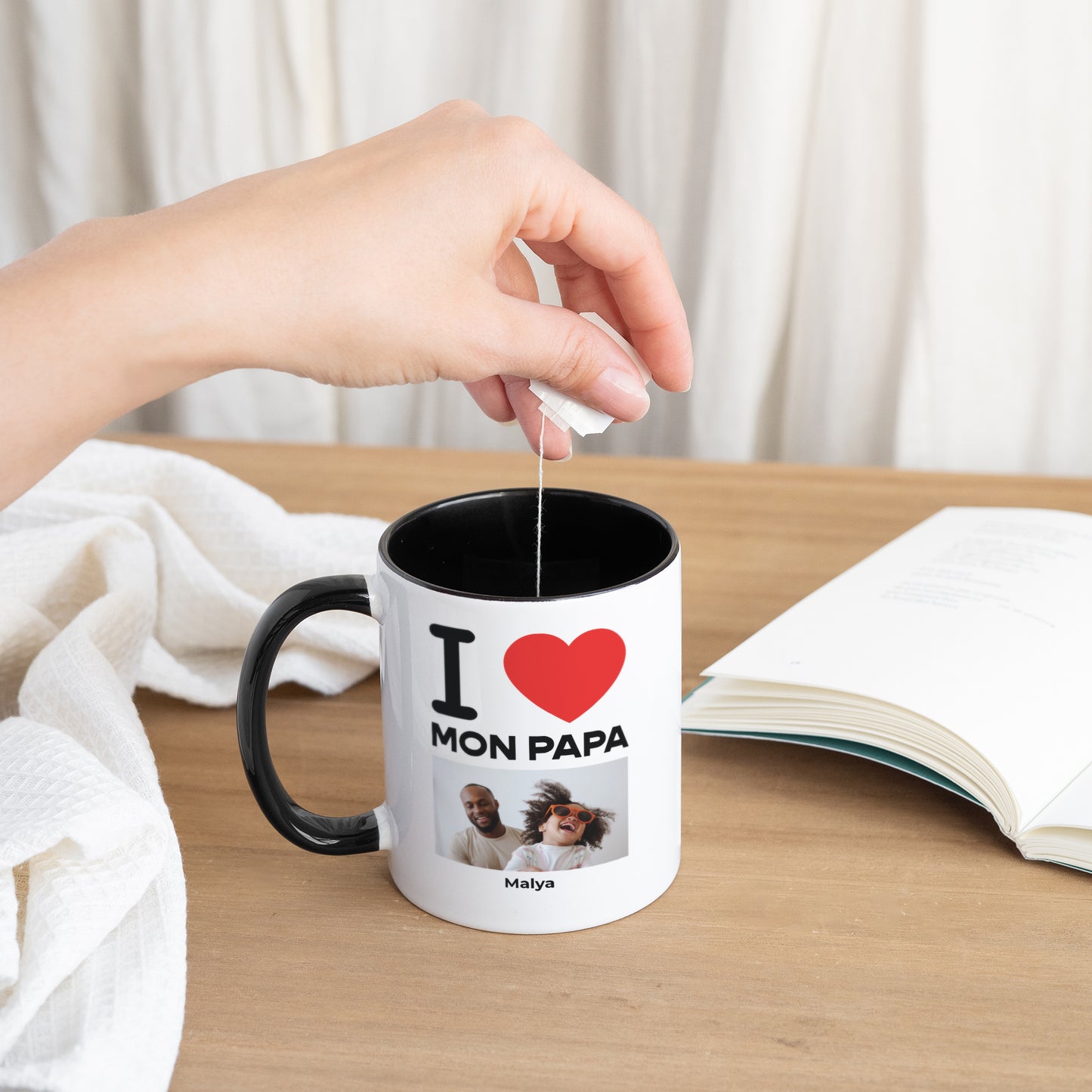 Mug Objets Noir I love my dad photo N° 3
