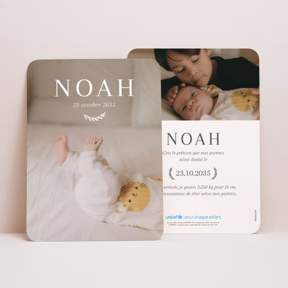 Faire-part Naissance Portrait, bords arrondis Baby Focus photo N° 1