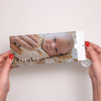 Faire-part Naissance Pochette 2 cartes, étiquette Ton premier éclat photo N° 2