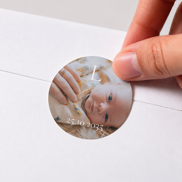 Sticker Naissance Rond Ton premier éclat photo