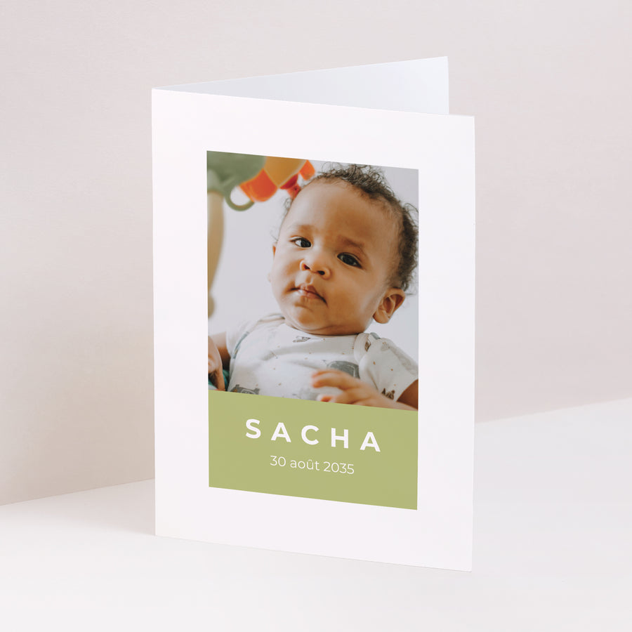 Faire-part Naissance Portrait double volet Le fruit de nos cœurs photo