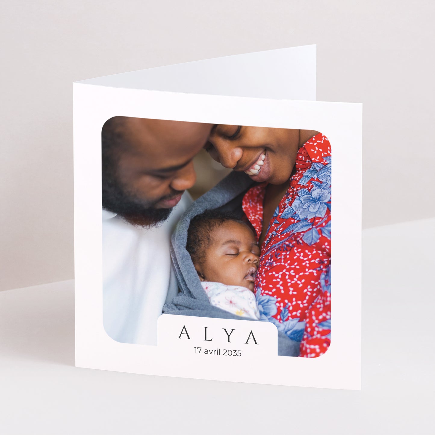 Faire-part Naissance Carré double volet Au cœur de nous photo N° 1